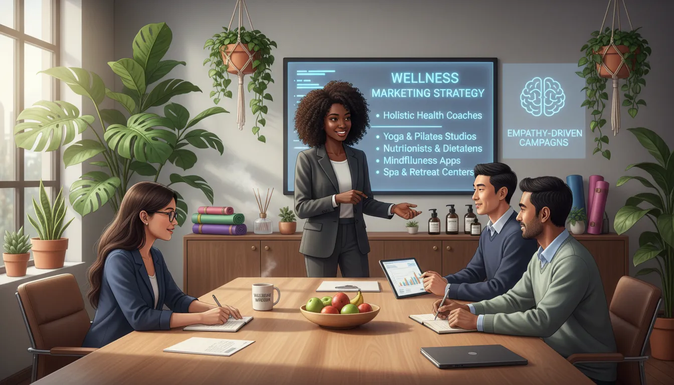 Profissionais discutindo perfil de cliente ideal em agência de marketing.