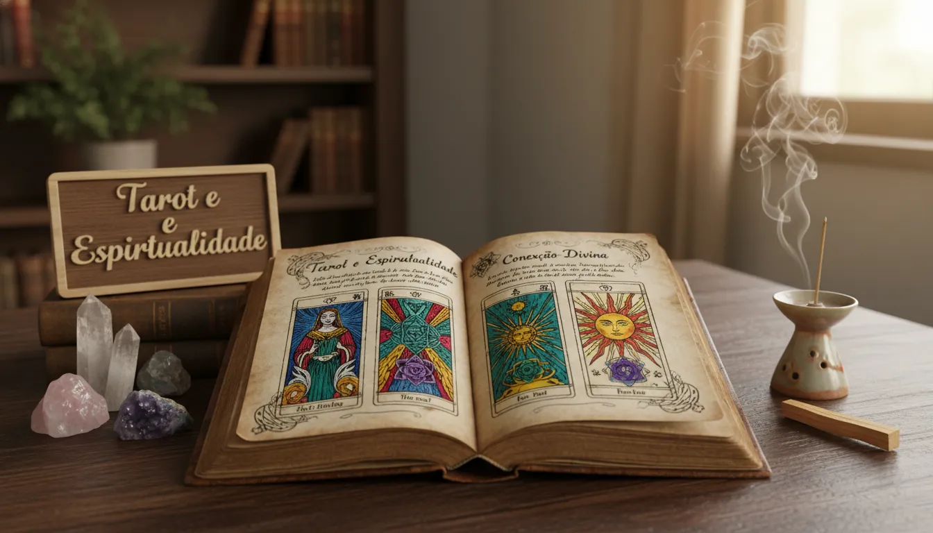 Relações entre o Tarot e Tradições Espirituais ao Redor do Mundo Pessoa meditando em um ambiente espiritual com tapeçaria de símbolos.