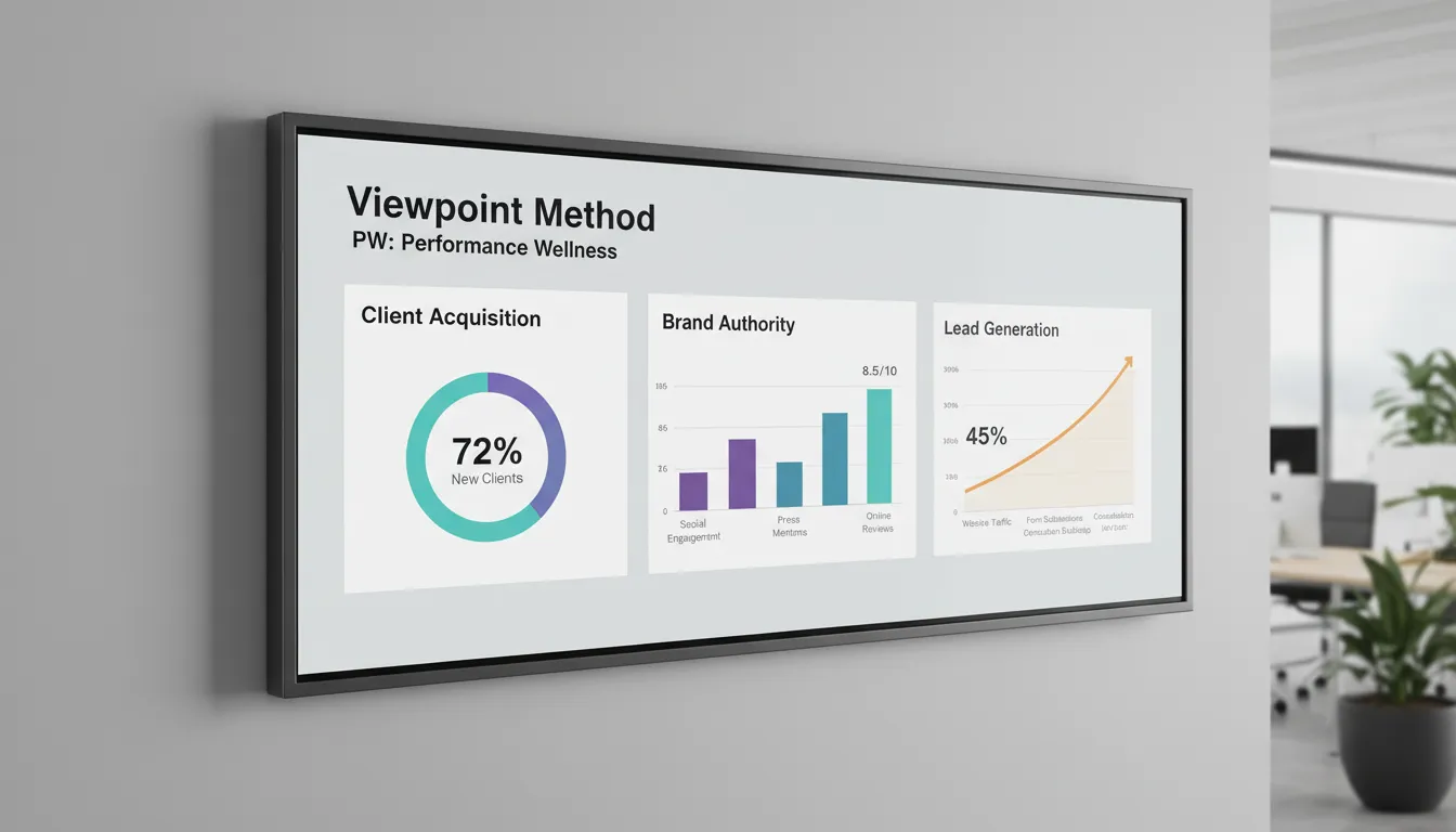 Visualização de um dashboard estratégico para negócios wellness, exemplificando 'como fazer dashboard' para otimizar o desempenho e a aquisição de clientes, segundo a Viewpoint.