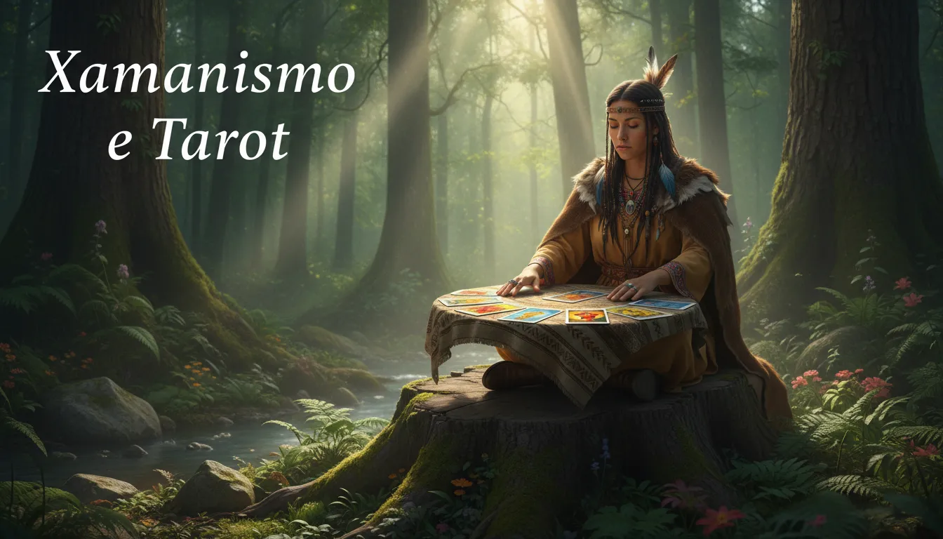 Relações entre o Tarot e Tradições Espirituais ao Redor do Mundo Xamã realizando leitura de tarot na natureza.