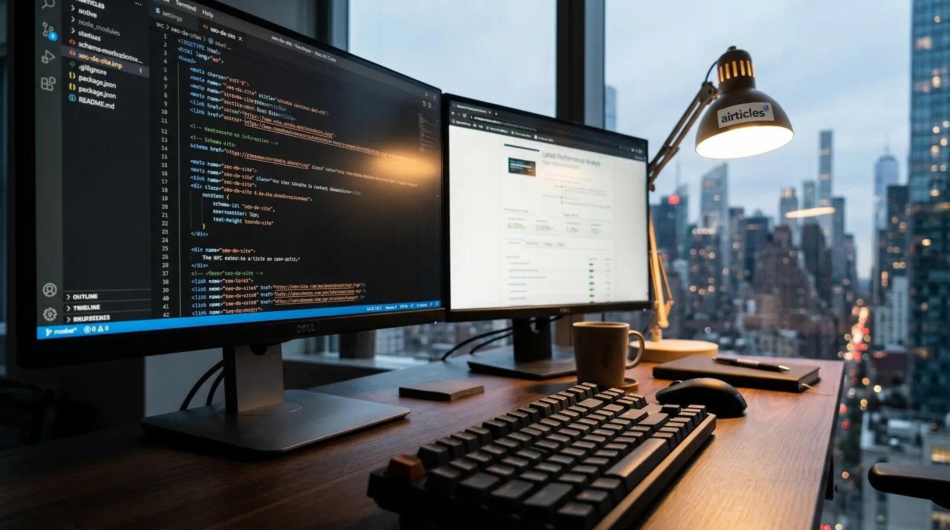 Monitor com codificacao estruturada otimizada para SEO de site em escritorio em Manhattan