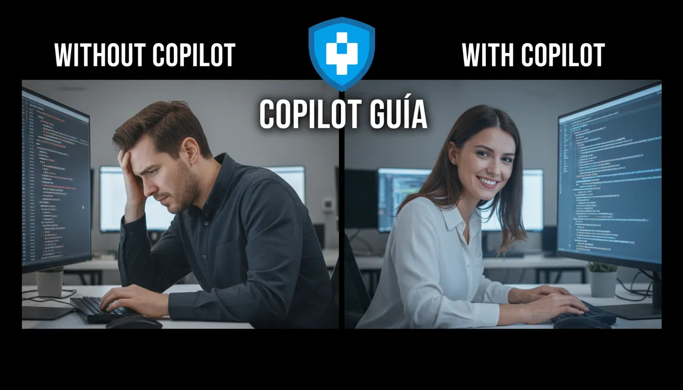 Comparativo do GitHub Copilot: o antes e depois na produtividade do código, mostrando a eficiência que ele traz no dia a dia do programador.