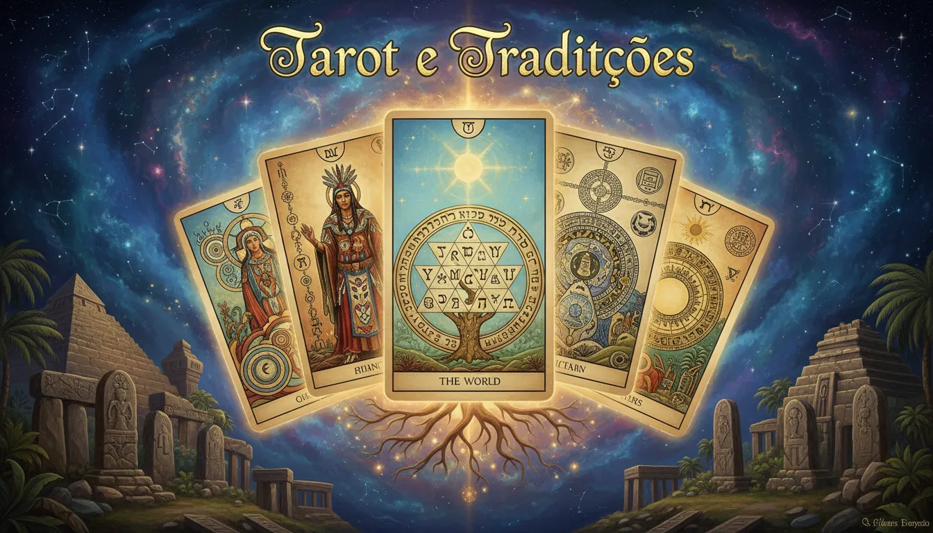 Relações entre o Tarot e Tradições Espirituais ao Redor do Mundo Cartas de tarot ligadas a tradições espirituais globais.